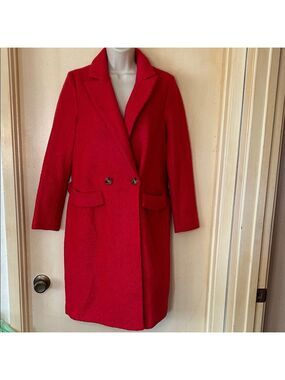 ASOS Vibrant Coral Wool Boucle Coat size 4 NWT